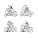 EKSAVE MR11 GU4.0 4W LED Glühbirnen, Äquivalent zu 25-35W Halogenlampen, GU4.0 Base AC/DC 12V, 350LM, 120° Flutlichtstrahl, Einbauleuchten, Schienenbeleuchtung 3000K, 4 Stück