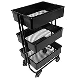SunaOmni Puppenhaus-aufbewahrungswagen, 3-stöckiges Küchen-Badezimmer-Rack Mit Rädern, Mobile Regale, Aufbewahrungswagen, Rollwagen, Regal-Organizer