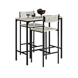 SoBuy OGT03-HG Bartisch Set 3-teilig Esstisch Bistrotisch Balkonmöbel Bistromöbel