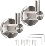 GGISUI 2pcs Garderobenhaken zum Bohren Handtuchhaken Edelstahl Wandhaken Gebürstet Silber kleiderhaken wand Mantelhaken mit Schauben für Bad Toilette Küche Büro Wand Tür