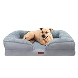 Fur & Bone Hundebett Sofa | Welpenbett Sofa Couch | Waschbarer abnehmbarer Reißverschluss Bezug | Wasserdichter Matratzenschoner | Orthopädisches Bett | Rutschfeste Unterseite | Medium| Grau