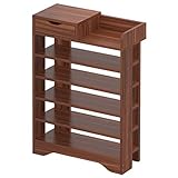 Schuhregal/Schuhablagen 5-lagiger Eingangsschuhregal Schuhschrank Haushalts-Aufbewahrungsschrank Rack Multifunktions-Aufbewahrungsgürtel 1 Schublade Sparen Sie Platz Schuhständer ( Color : Bruin , Siz