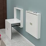 DOUKI An der Wand montierter Klapphocker, Duschsitzbank, Hocker des Wandsitzes, zusammenklappbar mit Stützbeinen, platzsparend, geeignet für Verschiedene Anlässe, platzsparend, weiß