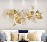 BeNsil Tapete 3D Goldene dreidimensionale Linie Ginkgoblatt Wandbild Wohnzimmer Schlafzimmer TV Hintergrundwand*250cmx175cm(98,4x68,9inch)