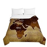 Chickwin Tagesdecke Bettüberwurf Steppdecke, Kontinente Erde Druck Sommer Tagesdecken mit Präge Wohndecke aus Gesteppt Bettdecke Bettbezug für Einzelbett Doppelbett (100x150cm,Afrika)