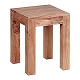 Wohnling Beistelltisch Massiv-Holz Akazie 35 x 35 cm Wohnzimmer-Tisch Design dunkel-braun Landhaus-Stil Couchtisch Natur-Produkt Wohnzimmermöbel Unikat modern Massivholzmöbel Echtholz Anstelltisch