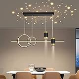 DDYY 100cm Esszimmerlampen Esstischlampe LED Pendelleuchten Höhenverstellbar Designer Hängeleuchte Dimmbar Mit Fernbedienung LED Hängelampe Wohnzimmer Esstisch Küchen Lampen Schwarz [Energieklasse F]