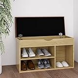 Yagosodee Schuhbank mit Sitzfläche, Sitzbank mit Stauraum Garderobenbank, Schuhablage Standregal Schuhständer, für Eingang, Flur, Wohnzimmer Sonoma-Eiche 80x30x47 cm Spanplatte