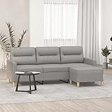 BULANED 3-Sitzer-Sofa mit Hocker, Sofas & Couches, Couch, Sofa Wohnzimmer, Sofa Für Jugendzimmer, Relaxsofa, Polstersofa, Sofa Für Schlafzimmer, Hellgrau 180 cm Stoff