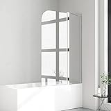 Boromal 100x140cm Duschwand für Badewanne 2-teilig Drehtür Duschtrennwand Faltwand Badewannenaufsatz Duschabtrennung 6mm Nano Glas