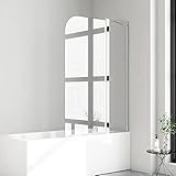 Boromal 100x140cm Duschwand für Badewanne 2-teilig Drehtür Duschtrennwand Faltwand Badewannenaufsatz Duschabtrennung 6mm Nano Glas