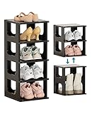 HAIXIN Schuhregal 5 Ebenen Schuhablage schmal schwarz Shoe Rack Schuhschrank Schuhaufbewahrung platzsparend stapelbar Schuhständer für Eingangsbereich, Flur,Schlafzimmer