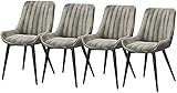 Moderner moderner Leder-4-Küchenthekenstuhl mit Metallbeinen, Lounge-Stuhl für Büro, Esszimmer, Küche, Schlafzimmer, Esszimmerstühle (Größe: Schwarze Beine)