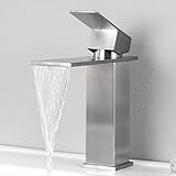 KES Wasserhahn Bad Waschtischarmatur Wasserfall, Einhebelmischer Waschbecken Badarmatur Mischbatterie SUS304 Edelstahl Gebürstet, LG3158ALF-BS