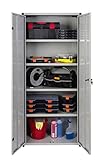 Kreher XXL Metallschrank in Hellgrau mit 4 höhenverstellbaren Böden. Außenmaß 80 x 44 x 180 cm. Solide Konstruktion, TÜV geprüft.