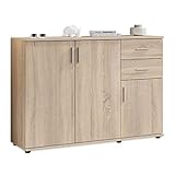 Stella Trading BOBBY Kommode in Eiche Sonoma Optik - Modernes Sideboard mit viel Stauraum für Ihren Wohnbereich - 120 x 82 x 35 cm (B/H/T)