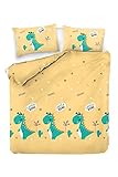 Questo Casa, Ranforce Bedrucktes Bettwäsche-Set für Doppelbett, 100% Baumwolle, Bettbezug 200 x 220 cm (1 Stück), Kissenbezug 50 x 70 cm (2 Stück), Gelb