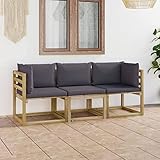 ZEYUAN 3-Sitzer-Gartensofa mit Anthrazit Kissen, Balkon Möbel, Balkonmöbel, Gartenlounge, Sonneninsel, Garten Möbel, Gartenlounge, Loungemöbel, Outdoor Lounge,