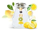 VESTAhome Glaskaraffe mit Deckel (2 L) - Große Karaffe Glas mit Fruchteinsatz & Reinigungsbürste - Borosilikatglas Wasserkaraffe für Wasser & Säfte