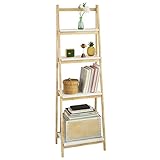 SoBuy FRG162-N Leiterregal klappbar Standregal Bücherregal mit 4 Böden Kautschukholz und MDF BHT: 42x140x34cm