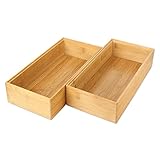 Schramm® 2 Stück Aufbewahrungsboxen aus Bambus stapelbar 4 Größen Schubladen Box Ordnungsbox Boxen Organizer Aufbewahrung Set, Größe:30x15x7 cm