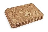 BrasCoreta Tischsets aus 100 % natürlichem Kork, 40 x 30 x 0,3 cm, 4 Stück Dünn, flexibel, hitzebeständig und Oberflächenschutz. Ideal für Küche oder Esszimmer.