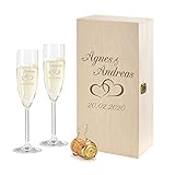 2 Leonardo Sektgläser mit Gravur in Geschenkbox | Paar | zur Hochzeit Geschenkidee Sektglas-Set graviert