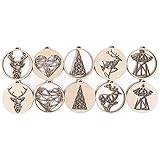 Kleinlaut Weihnachtsanhänger im Origami-Stil aus Holz - 10 Anhänger im Set - je 2x Hirschkopf, Herz, Tannenbaum, Hirsch, Engel