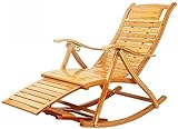 TEmkin Sonnenliege, Gartenstühle, Schaukelstuhl, multifunktionaler Nickerchenstuhl, mit Fußmassagerad, faltbares Baumwollkissen, Sessel für Erwachsene, Bambus-
