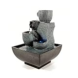 Tisch-Wasserfall-Brunnen Tisch-Brunnen for den Innenbereich, kleiner Steingarten, kaskadierender Wasserfall mit LED-Rollkugel zur Dekoration, perfekte Größe for das Heimbüro, Indoor-Meditationsbrunnen