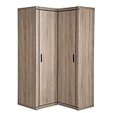 Eckkleiderschrank Mannar M-21, Eckschrank mit Kleiderstange, Garderobenschrank, Schrank für Diele & Flur, Drehtürenschrank, Kleiderschrank, Farbauswahl (Sonoma)