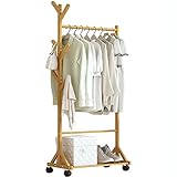 IMYOGI Exquisiter Kleiderstangenständer aus Bambus, offener Garderobenständer, freistehender Kleiderbügel, Schlafzimmer-Kleiderständer für Flur, Wohnzimmer, Schlafzimmer/60 x 35 x 175 cm