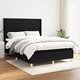 INLIFE Boxspringbett mit Matratze Schwarz 140x200 cm Stoff,Schwarz,75.17KG,3132235