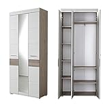 Möbel Akut Garderobenschrank Funny Dielenschrank weiß Silbereiche mit Spiegel 84 cm breit