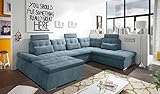 Froschkönig24 NALO Wohnlandschaft 324x218 cm U-Sofa Couch Ecksofa Blau (Denim)
