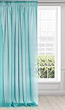 Eurofirany Argea Vorhang Glatt Transparent Kräuselband-1STK. Vorhangringe Durchsichtig Edel Elegant Hochwertig Glamour, Schlafzimmer, Wohnzimmer, Etamin, Stoff, Türkis, Kräuselband (140x270cm)
