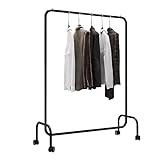 Garderobenständer Handelsüblicher Kleiderständer Aus Edelstahl Zum Aufhängen Von Kleidung Industrielle Robuste Kleiderstange Mit Rollen Freistehender Garderobenständer Für Schlafzim(Size:120X40X160CM)