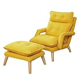 KITCISSL Schreibtisch Stuhl Sessel Wohnzimmer, Relaxsessel Ohrensessel Verstellbarer Sessel Lazy Susan Ergonomischer Bürostuhl Schlafsaal Schlafzimmer Seniorensofa Sessel mit Hocker (Color : Yellow)