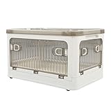 HEEPDD Aufbewahrungsbehälter aus Kunststoffstoff, 5-seitige Türöffnung, Faltbare Aufbewahrungsbox, Rillendesign mit Tragegriff für Schlafzimmer (Weiss)