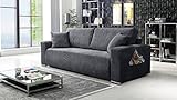 Kuechen-preisbombe Sofa Couch Schlafsofa Wohnlandschaft Schlaffunktion 3-Sitzer Lincoln Cord Grau