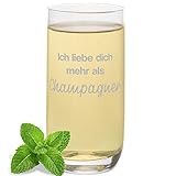 JUNIWORDS Longdrinkglas mit Gravur, Ich liebe dich mehr als Champagner, Longdrinkglas (1009278)