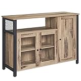 VASAGLE Sideboard, Küchenschrank, Aufbewahrungsschrank, mit 3 Türen, für Wohnzimmer, Küche, Esszimmer, 33 x110 x 75 cm, Landhausstil, eichenbraun-schwarz LSC096B50