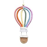 EXQUILEG Wandteppich Boho, Makramee Wandbehang gewebter Wandteppich,Kinderzimmer Dekoration Hänge gewebte Heißluftballon Regenbogen Wanddekoration (Klein)