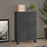 Susany Aktenschrank Büroschrank Kommode Ordnerschrank Mehrzweckschrank Bücherschrank Büromöbel Allzweckschrank Vorratsschrank Lagerschrank Schrank für Büro,Industrie-Stil Anthrazit 75x40x115 cm Metall