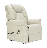 POLTRONE ITALIA Angela 2 Motoren Leder relaxsessel mit aufstehhilfe Medizinisches Gerät Trolley-Räder Flauschige Mikrofedersitz fernsehsessel elektrisch seniorensessel Beige