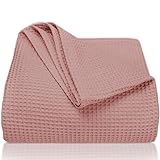 LAYNENBURG Premium Tagesdecke 150 x 200 cm - Waffelpique 100% Baumwolle - leichte Sommerdecke Waffeloptik - Baumwolldecke als Bett-Überwurf, Sofa-Überwurf, Couch-Überwurf - Sofa-Decke (Altrosa)