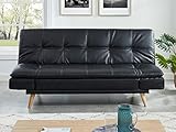 Vente-unique Schlafsofa Klappsofa 3-Sitzer - Kunstleder - Schwarz - Zarina