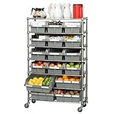 Seville Classics Professionelles Regalsystem mit 7 Böden und 16 Behältern, 91.4 x 35.5 x 142.2 cm (LxBxH) Schwerlastregal, Metall, Platin 91.4 x 35.5 x 124.2 cm