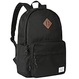 Kasgo Schulrucksack, Klassisches Leichtgewicht Rucksack Herren Damen Jungen Mädchen Teenager Hochschule Schultasche Casual Daypack für Reise Arbeit Schwarz