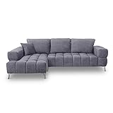Siblo Ecksofa Stilo Kollektion - Große Couch L Form 4 Personen für Wohnzimmer - Elegante Polstersofa - L-Sofa Eckcouch - Sofa 4-Sitzer - 284x172x90 cm - hellgrau - Linke Ecke